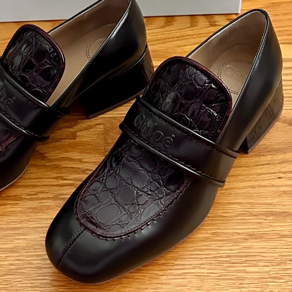 Chloé NIB Women's Brown Cheryl Leather Loafer Pumps (38) - Picture 14 of 16